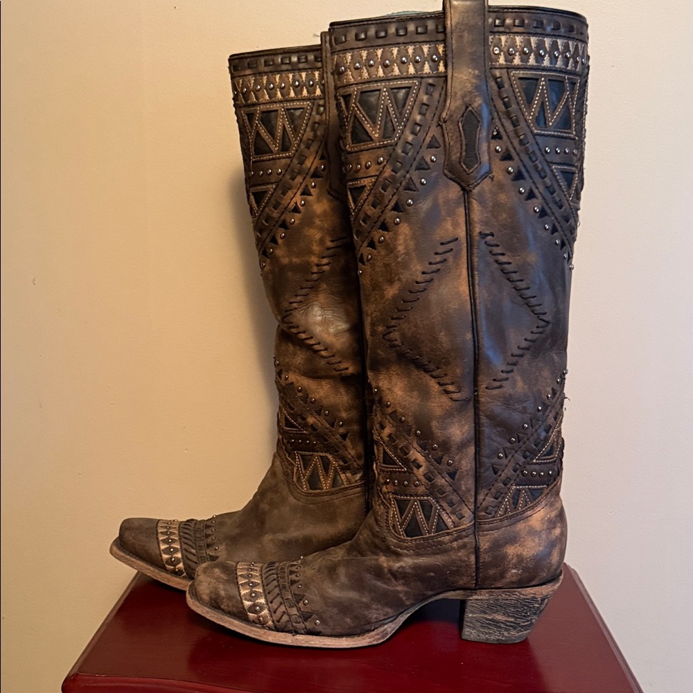 Corral Brown Studded Heeled Boots